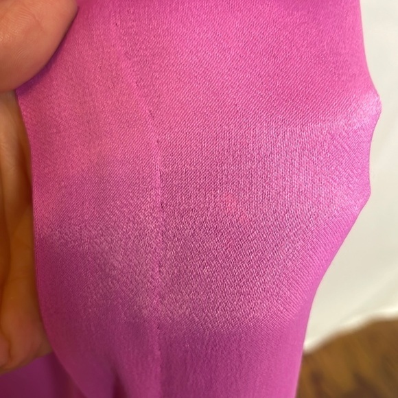 Zara Pink Straight Neck Satin Effect Midi Dress - Picture 12 of 13